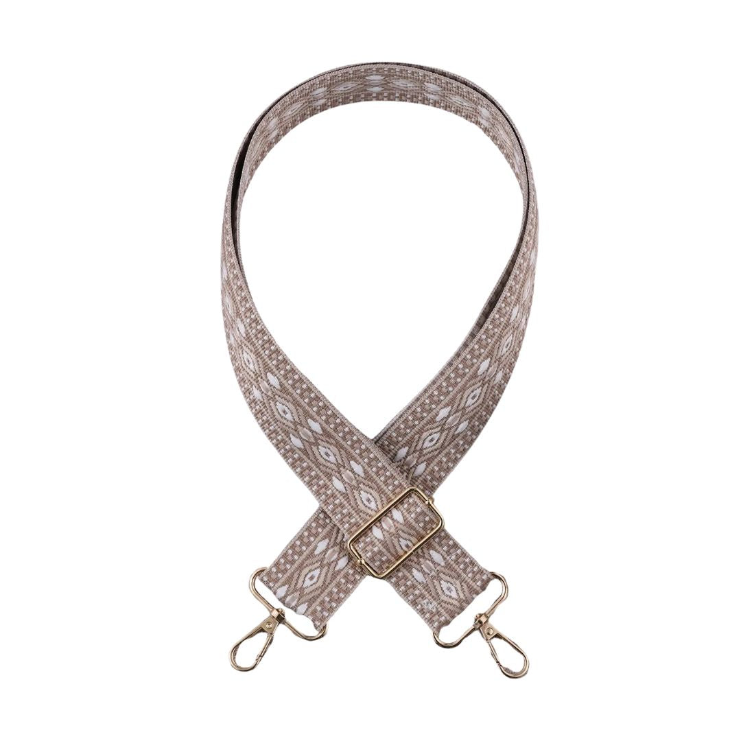 Anse pour sac banane motifs géométriques beige