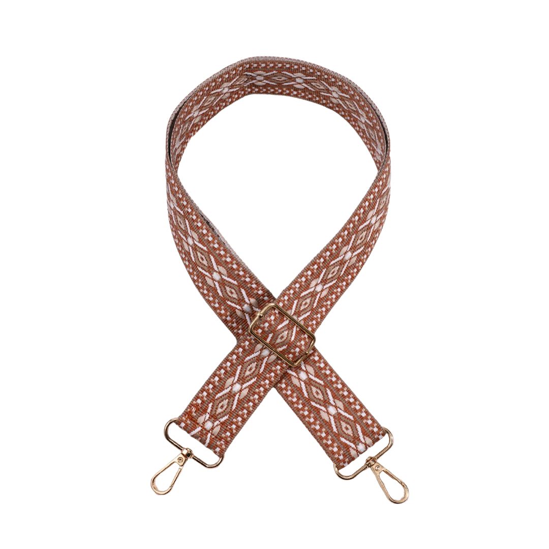 Anse pour sac banane motifs géométriques marron