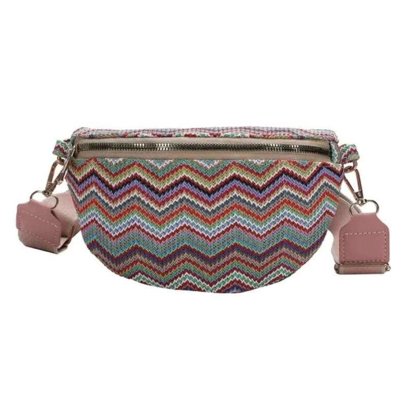 Banane bandoulière bohème rose