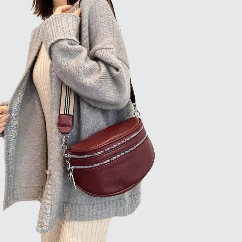 Banane bandouliere femme cuir bordeaux