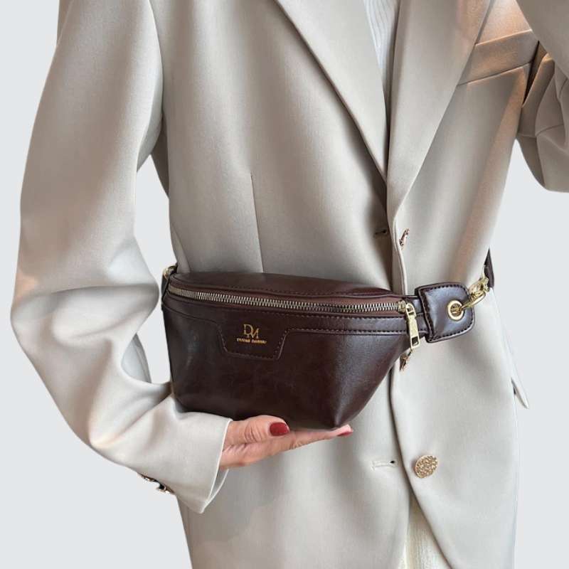 Banane en cuir café pour femme