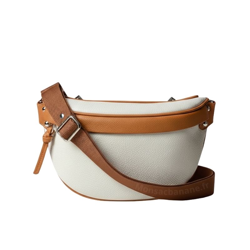 Sac banane femme luxe en cuir blanc