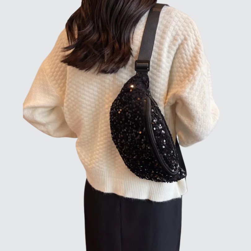 Sac banane paillette tendance noir