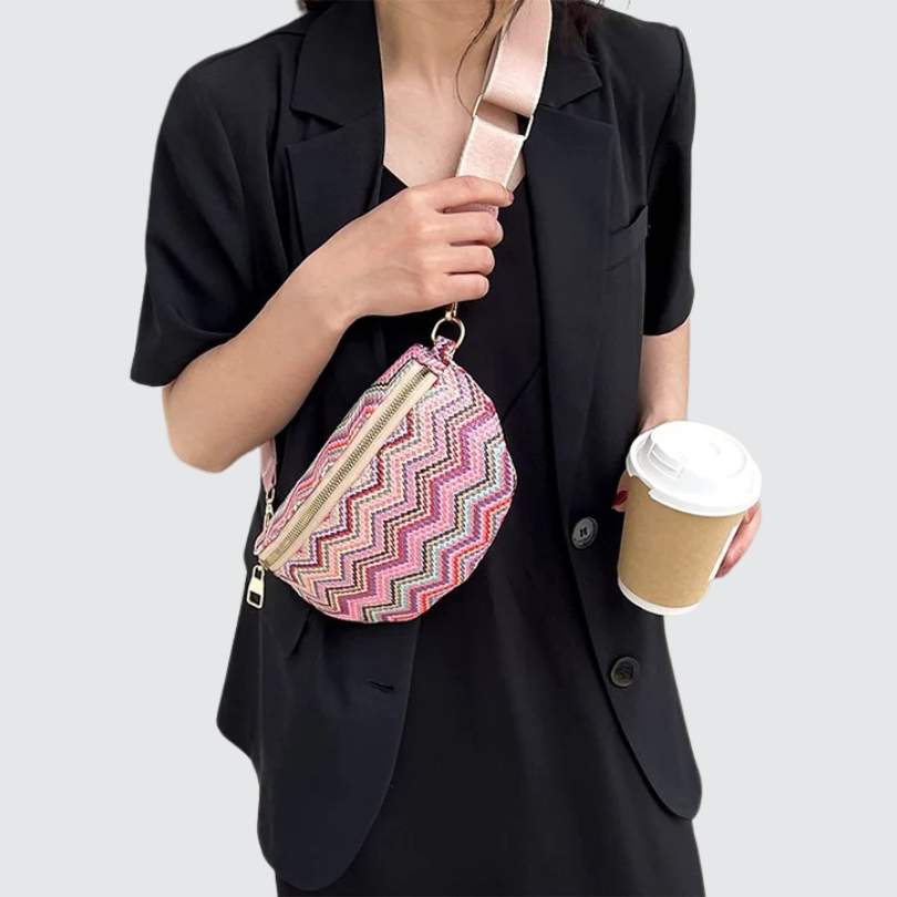 Banane sac bandoulière bohème rose