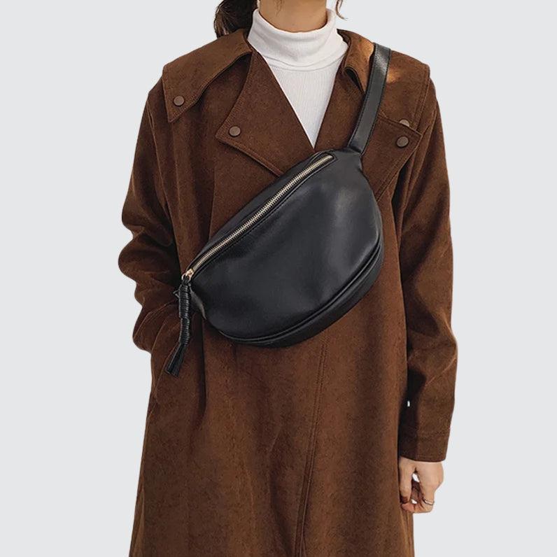 Banane sac femme cuir noir