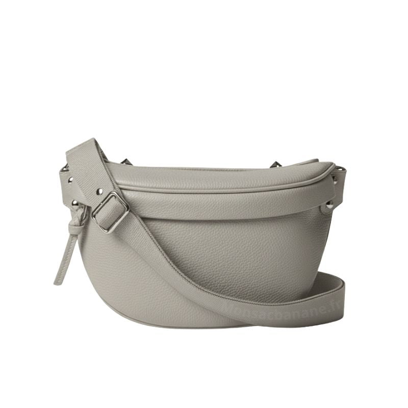 Sac banane femme luxe en cuir gris