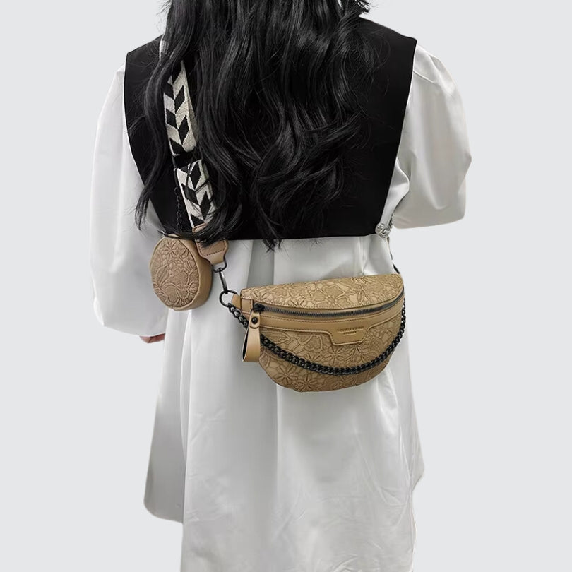 Banane sac fleuri beige