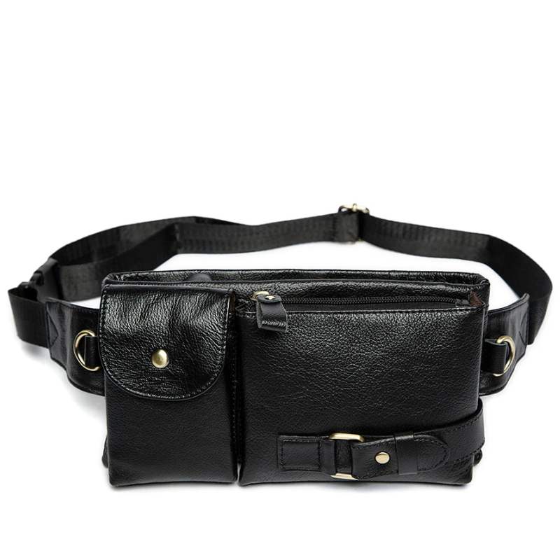 Sac banane homme cuir noir