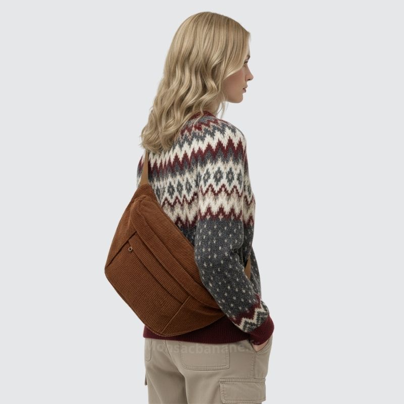 Banane velours côtelé XL marron