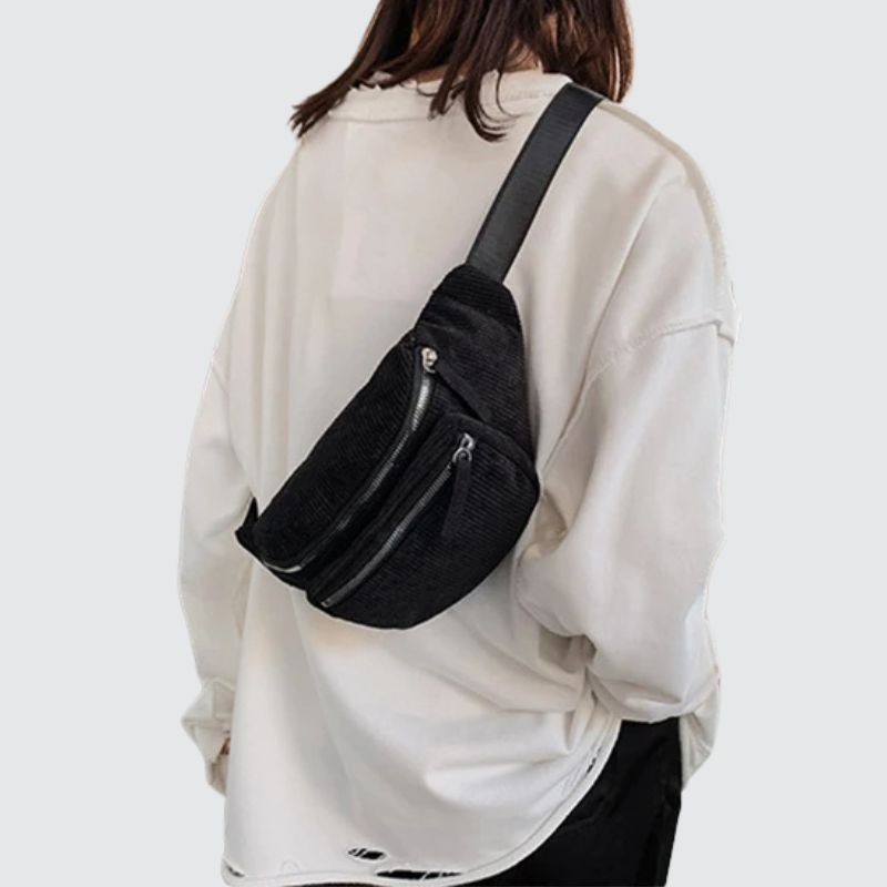 Banane velours côtelé noire