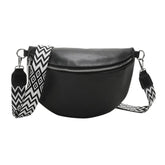Grand sac banane femme en cuir noir