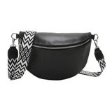 Grand sac banane femme en cuir noir