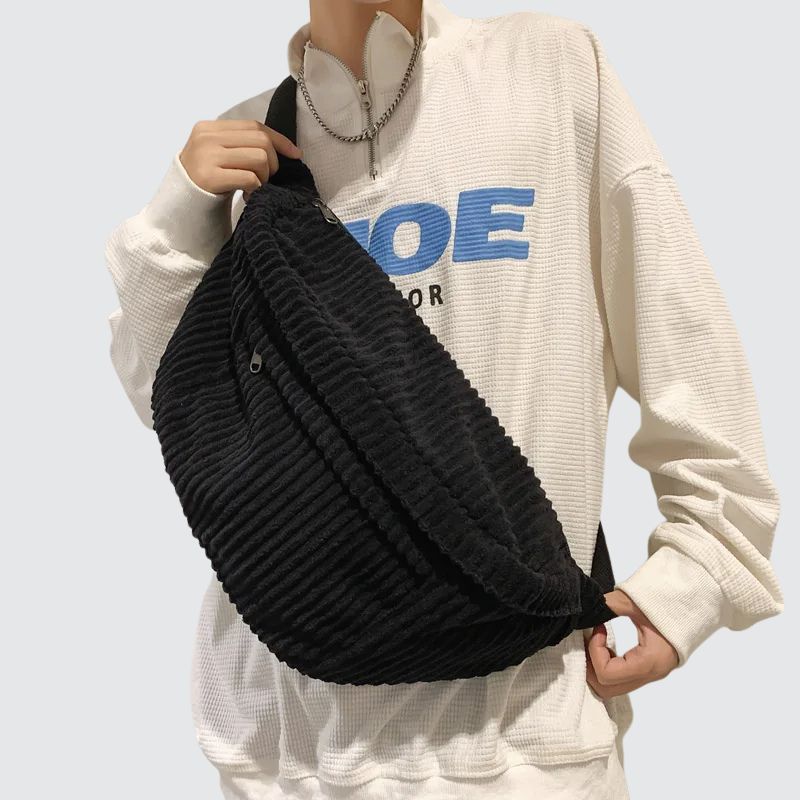 Sac banane XL en velours noir