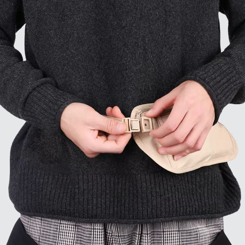 Sac banane antivol invisible beige