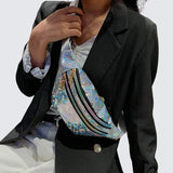 Sac banane argenté brillant