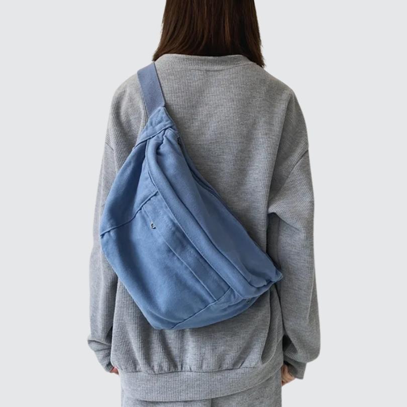 Sac banane bleu en tissu