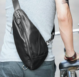 Sac banane cuir noir pour homme à sangle amovible
