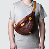 Sac banane en cuir aspect froissé marron