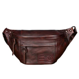 Sac banane en cuir véritable marron