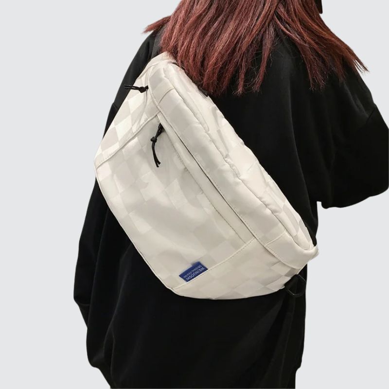 Sac banane en damier blanc