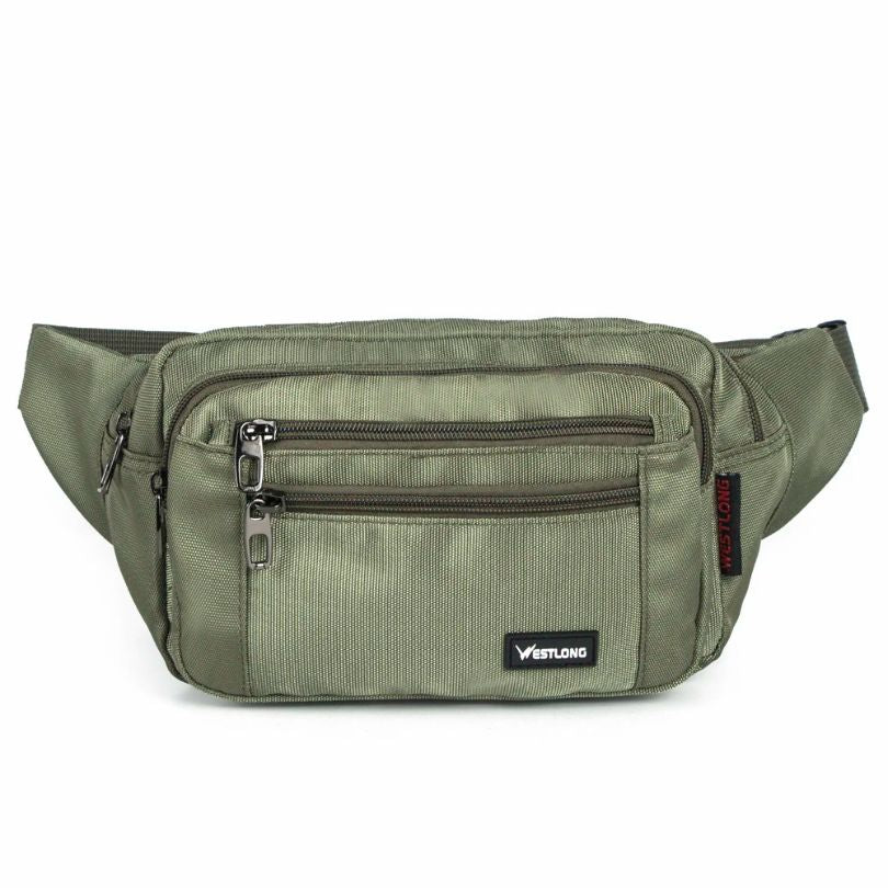 Sac banane en tissu avec multiples poches vert