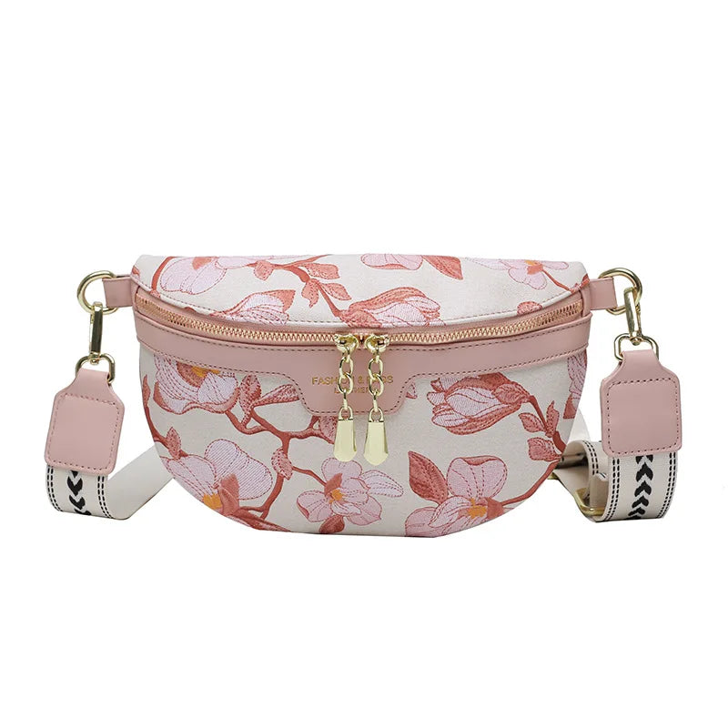 Sac banane fleuri femme rose