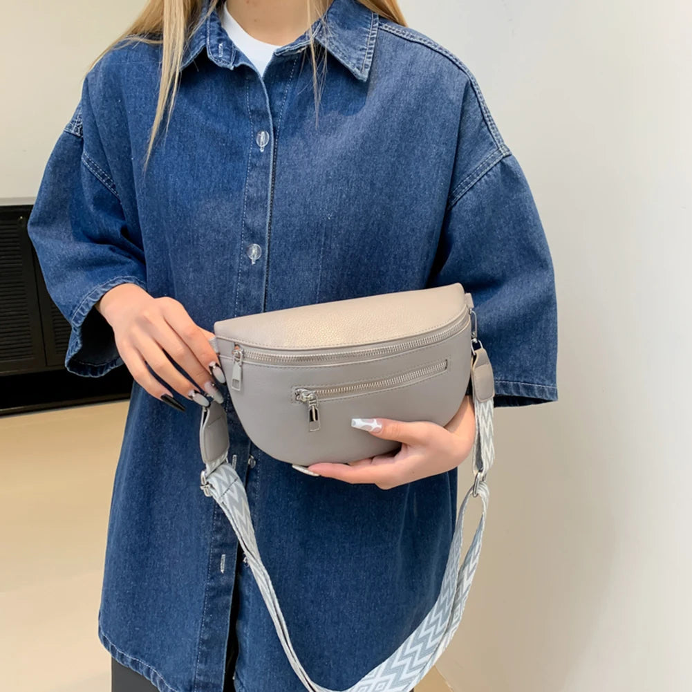 Sac banane femme chic en simili cuir gris