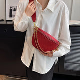 Sac banane femme en cuir avec chaînes dorées