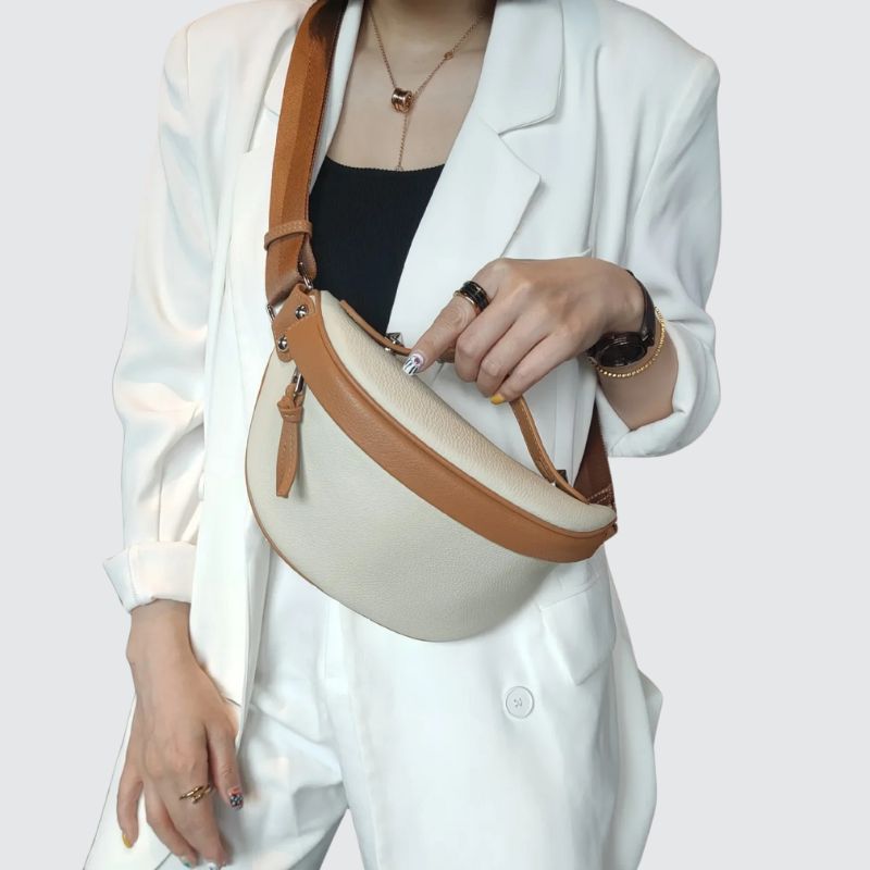 Sac banane femme luxe en cuir grainé