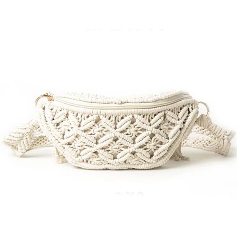 Sac banane femme tendance bohème blanc