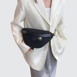 Sac banane femme velours côtelé chic noir