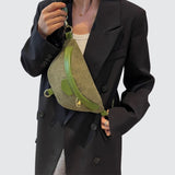 Sac banane femme velours côtelé chic vert