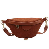Sac banane femme velours côtelé marron