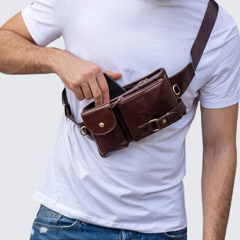 Sac banane homme cuir couleur marron