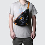 Sac banane en cuir aspect froissé noir