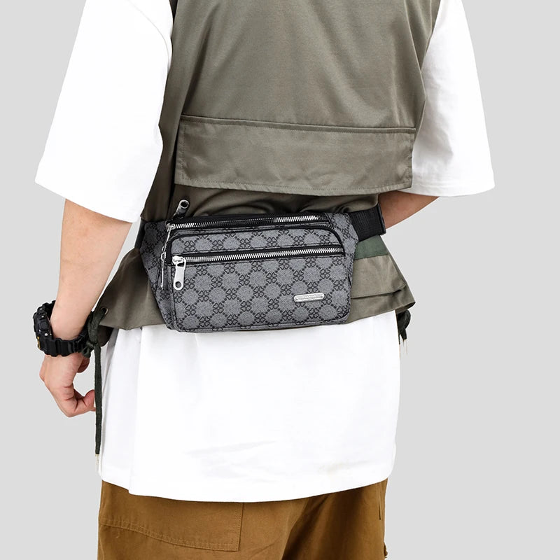 Sac banane homme luxe en tissu gris