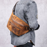 Sac banane homme luxe vintage marron