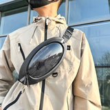 Sac banane homme tendance gris avec bulle transparente