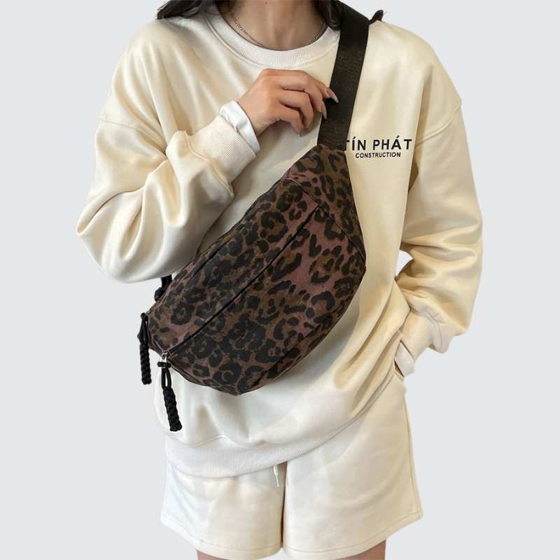 Sac banane léopard XL marron