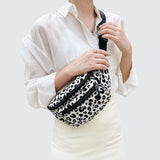 Sac banane léopard à double poche blanc