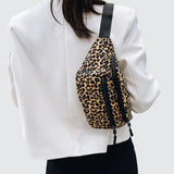 Sac banane léopard à double poche camel