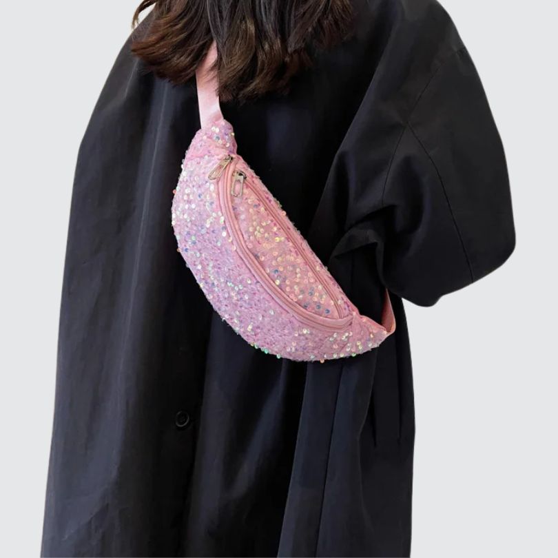 Sac banane paillette rose