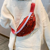 Sac banane paillette rouge