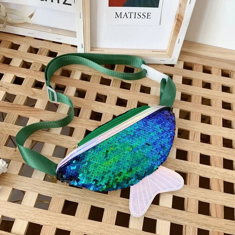 Sac banane paillette vert