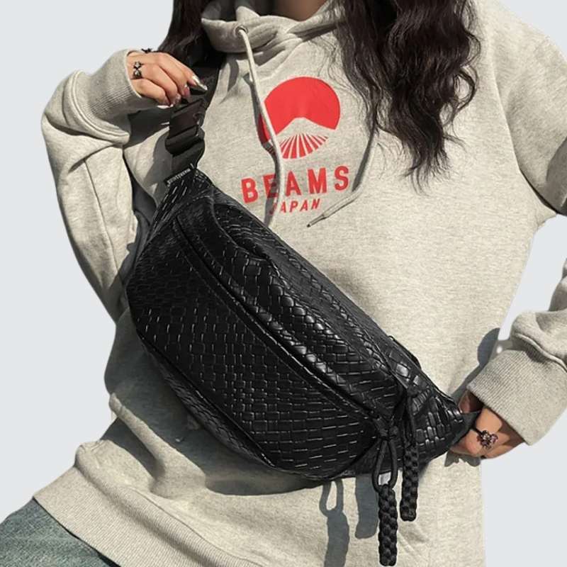 Sac banane tendance tresse noir