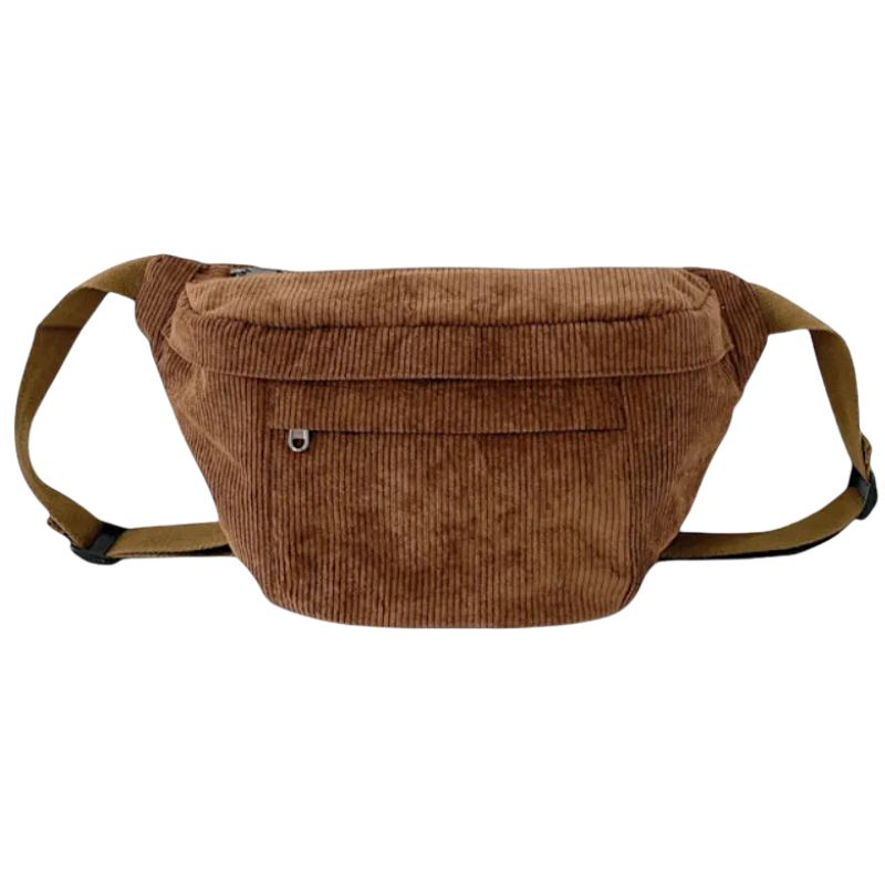 Sac banane velours côtelé XL marron