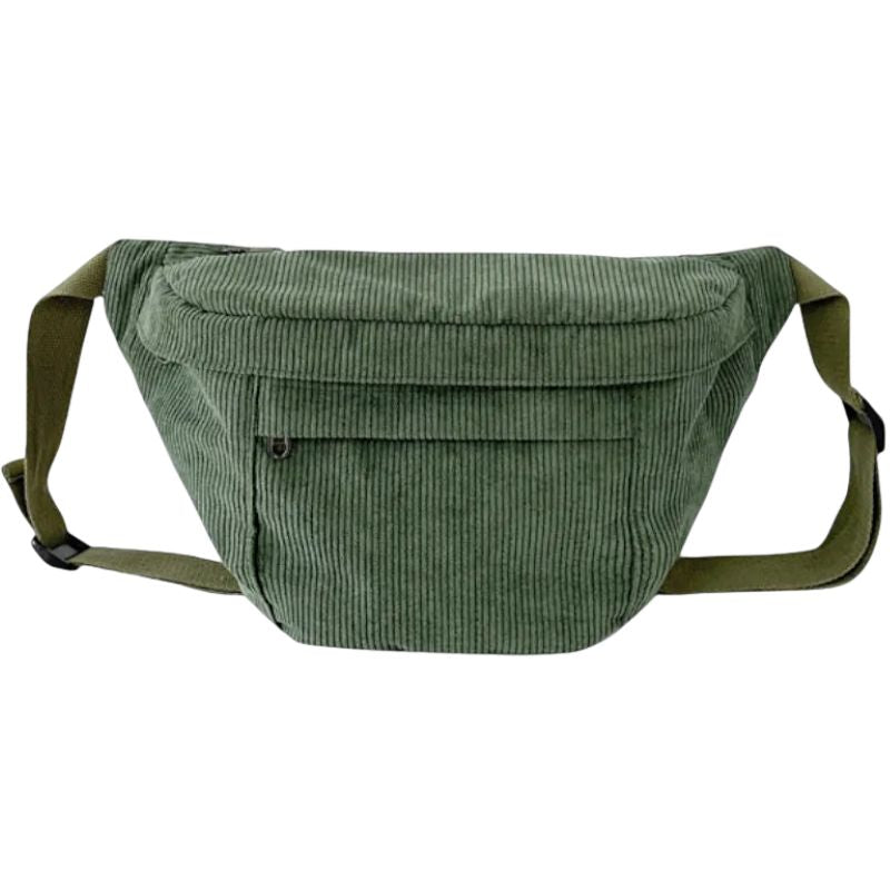 Sac banane velours côtelé XL vert