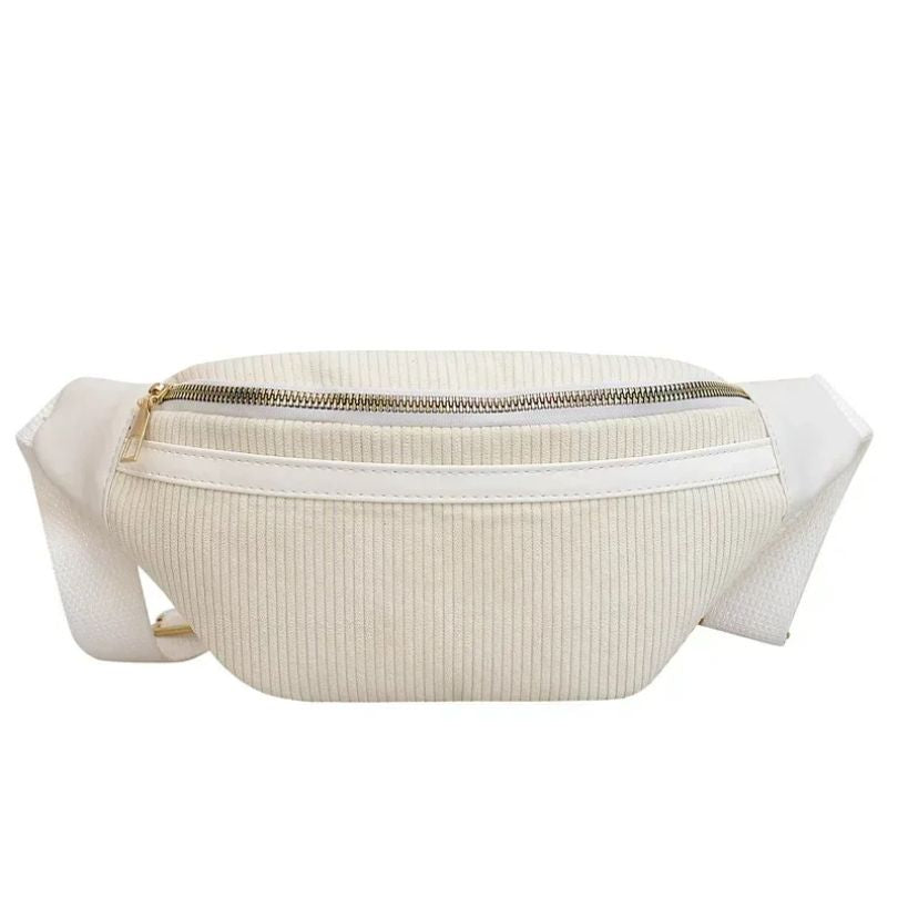 Sac banane velours côtelé chic blanc