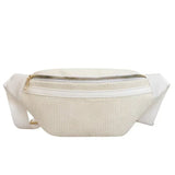 Sac banane velours côtelé chic blanc