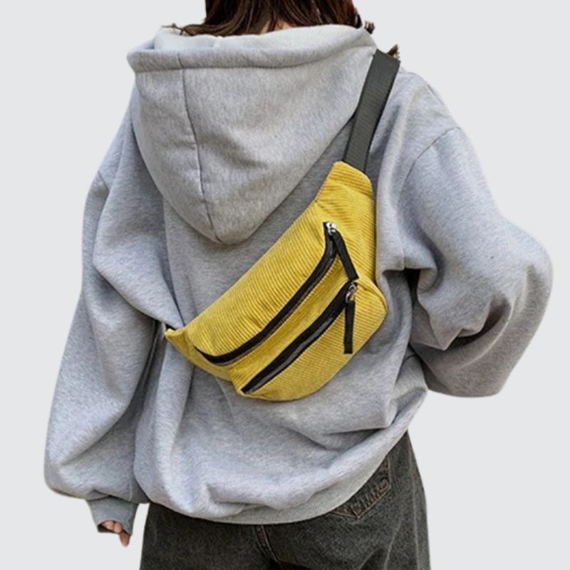 Sac banane velours côtelé jaune